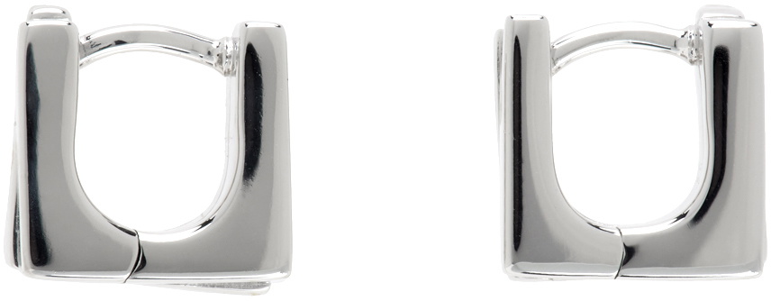 Tom Wood SSENSE Exclusive Silver Step Huggie Earrings
