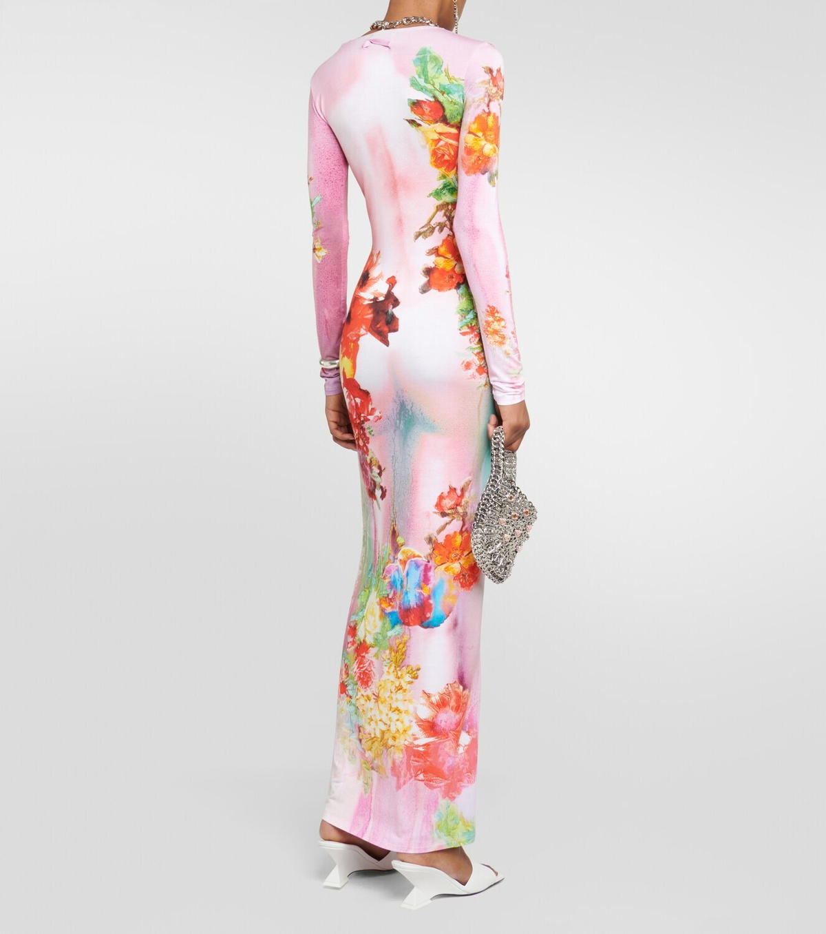 Jean Paul Gaultier Floral trompe l'œil printed maxi dress