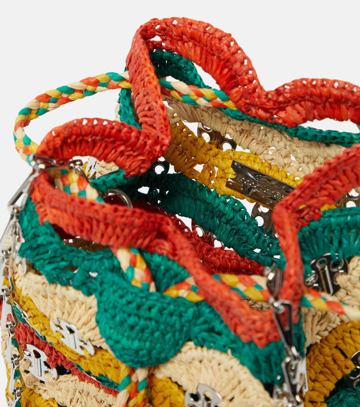 Paco Rabanne - Embellished raffia bucket bag Paco Rabanne