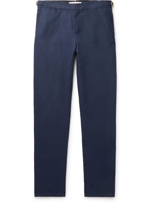 Photo: ORLEBAR BROWN - Bodnant Slim-Fit Linen and Cotton-Blend Trousers - Blue