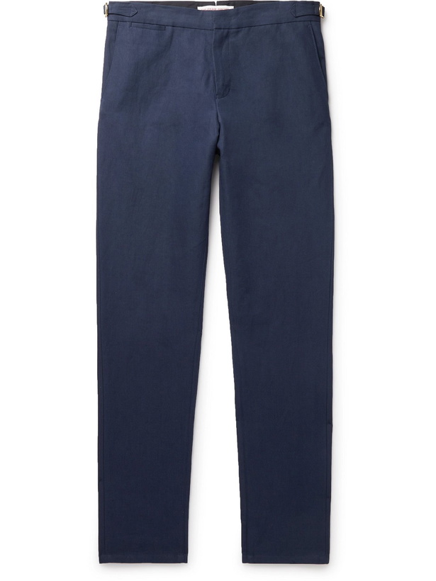 Photo: ORLEBAR BROWN - Bodnant Slim-Fit Linen and Cotton-Blend Trousers - Blue