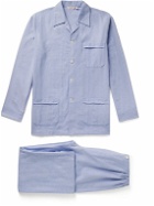 Derek Rose - Arran 24 Herringbone Brushed-Cotton Pyjama Set - Blue
