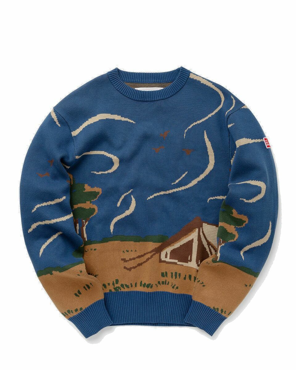 Photo: The New Originals Camping Knit Crewneck Blue/Brown - Mens - Pullovers