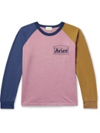 ARIES - Logo-Print Colour-Block Cotton-Jersey T-Shirt - Pink