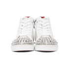 Christian Louboutin Red and White Sosoxy Spikes High-Top Sneakers
