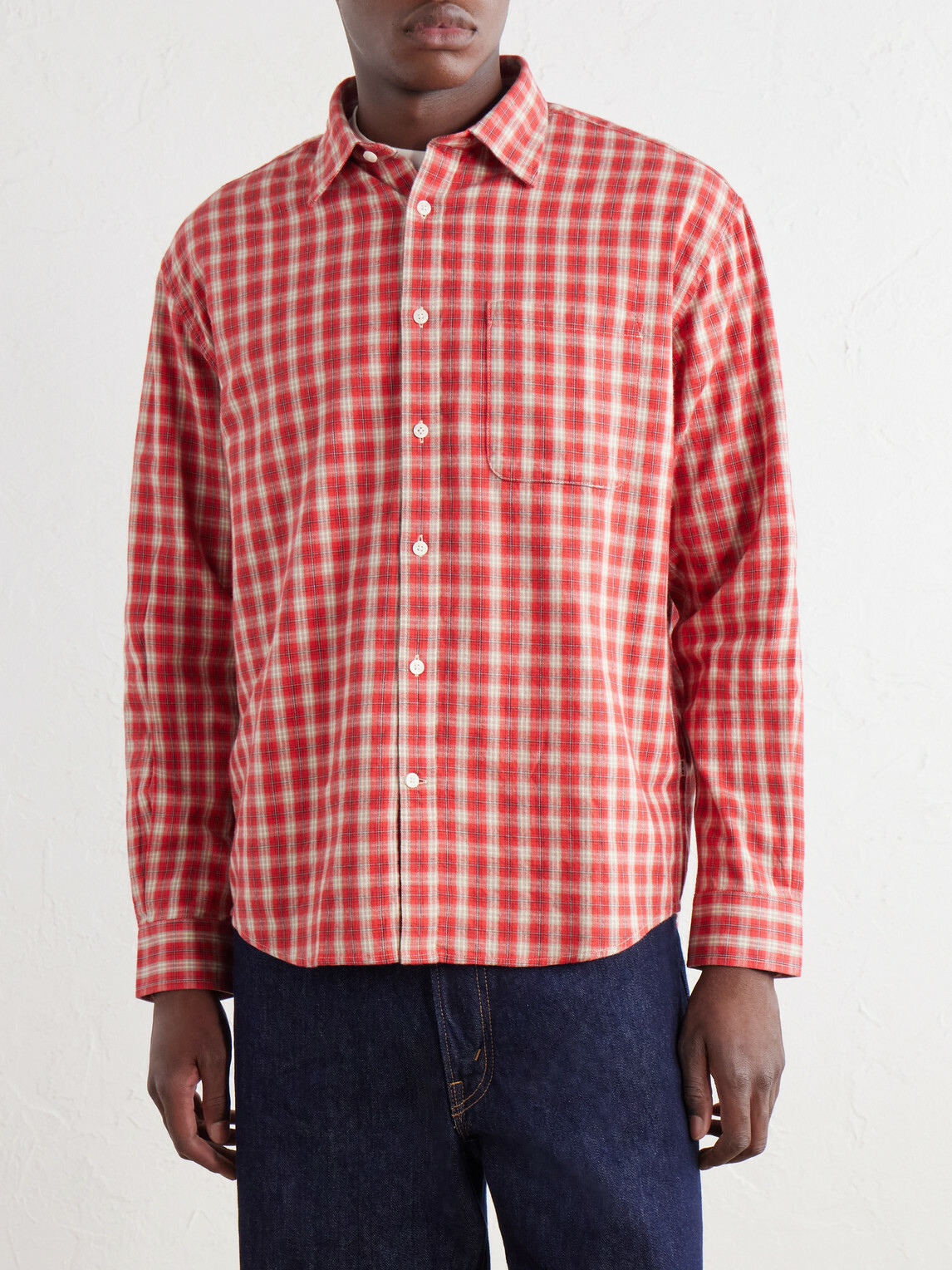 NN07 - Deon 5465 Checked Organic Cotton-Flannel Shirt - Red