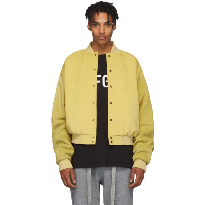 Photo: Fear of God Yellow Suede Sixth Collection Varsity Jacket