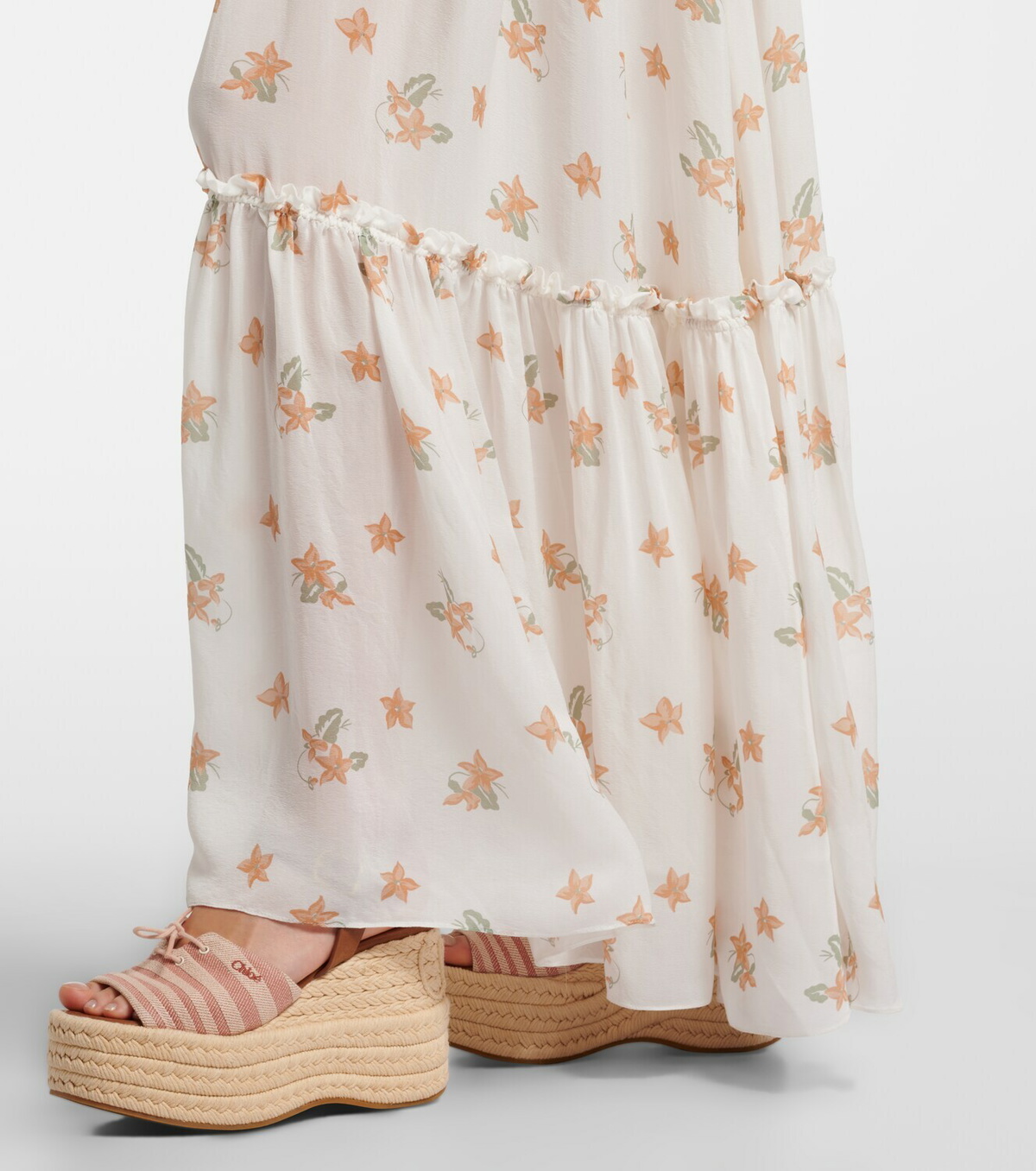 Chloé Floral silk maxi skirt