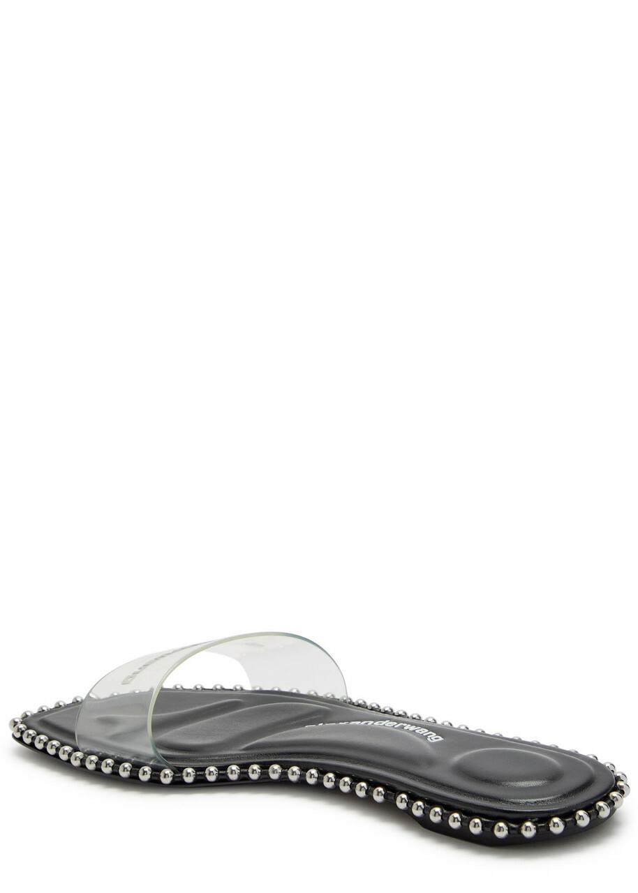 Alexander Wang Nia Ballchain Leather Sliders Black