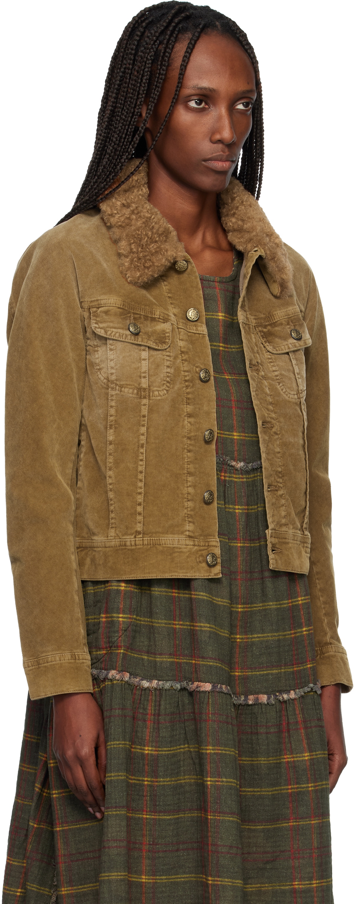 R13 Khaki Skinny Trucker Jacket