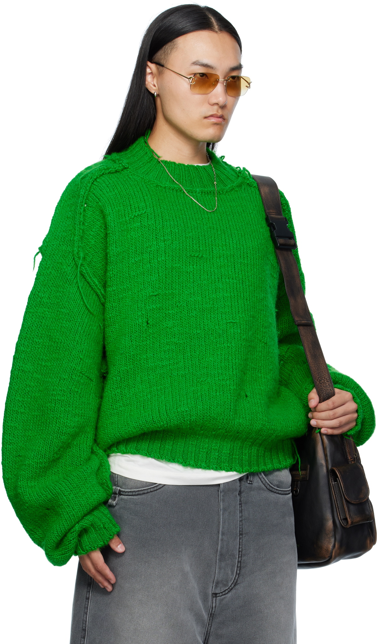 LU'U DAN Green Kingpin Knit Sweater