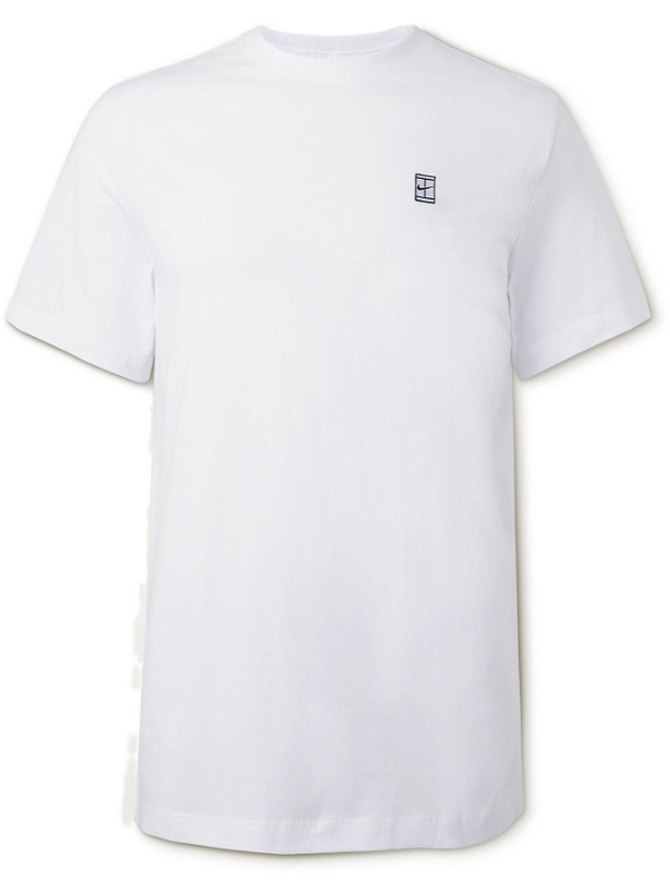 Photo: NIKE TENNIS - NikeCourt Logo-Appliquéd Cotton-Jersey Tennis T-Shirt - White