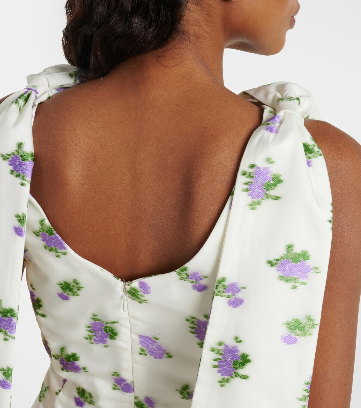 Markarian Bow-detail floral caped brocade minidress