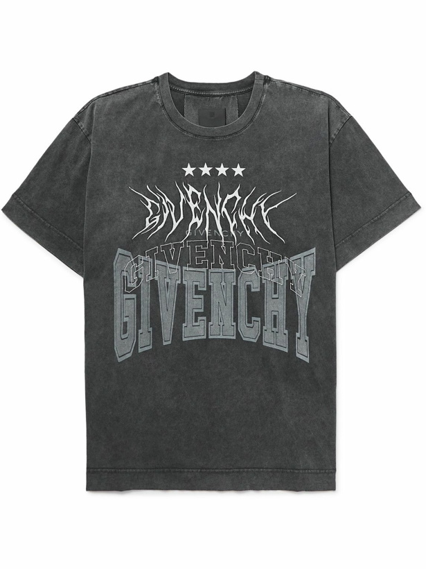 Photo: Givenchy - Oversized Logo-Embroidered Cotton-Jersey T-Shirt - Gray