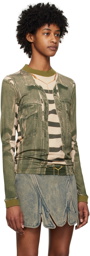 Y/Project Khaki Jean Paul Gaultier Edition Trompe L'Oeil Denim Jacket T-Shirt