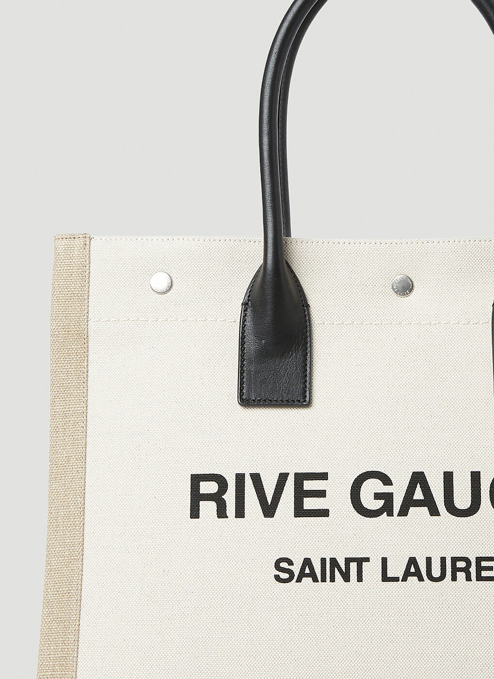 Beige Rive Gauche maxi linen-blend canvas tote