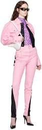 Mugler Pink & Black Paneled Denim Jacket
