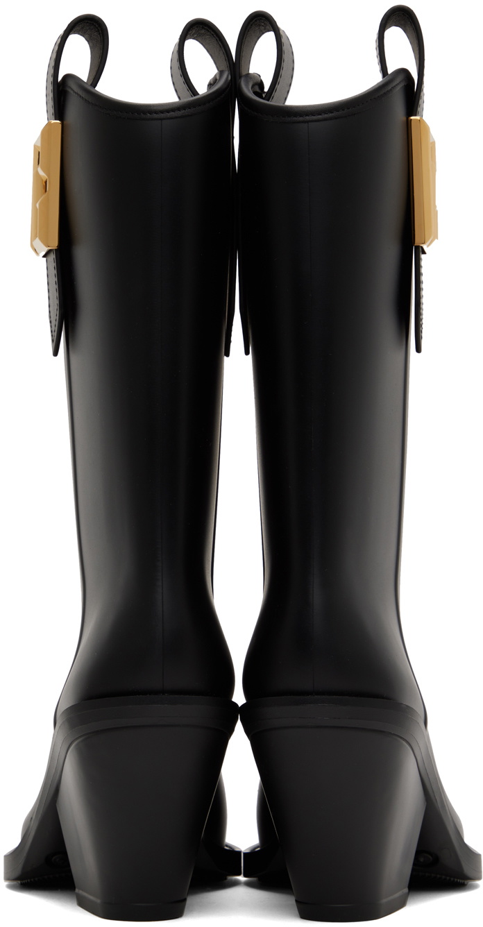 Balmain Black Rubber Tess PB Cowboy Boots