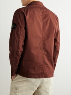 Stone Island - Logo-Appliquéd Cotton-Blend Gabardine Zip-Up Overshirt - Brown