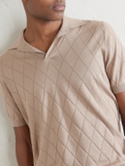 Brunello Cucinelli - Open-Collar Knitted Cotton Polo Shirt - Brown