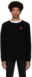 COMME des GARÇONS PLAY Black & Red Wool Heart Patch Sweater