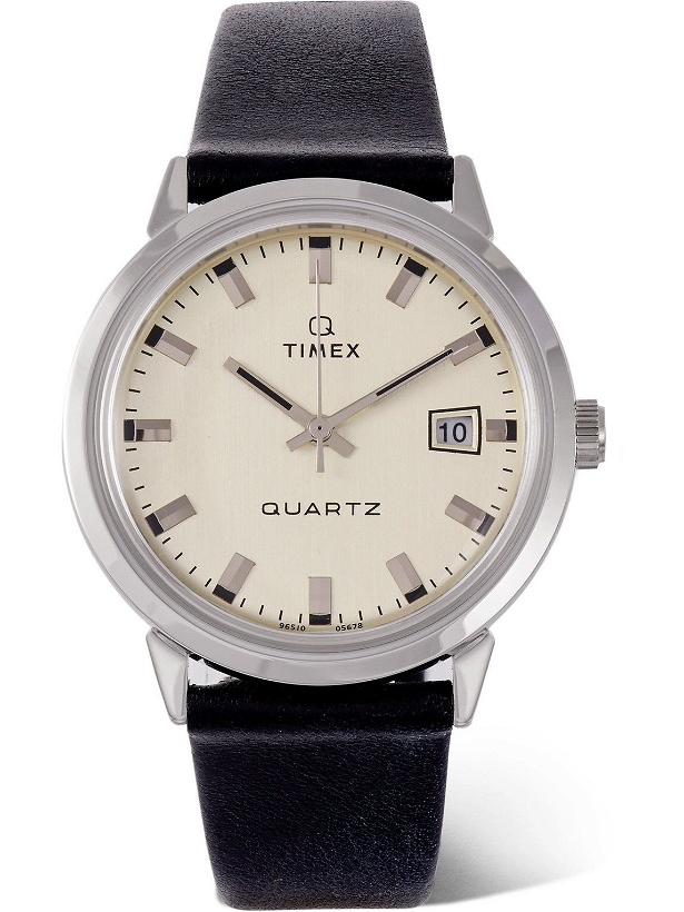 Photo: Timex - Q Timex 1978 Reissue 35mm Stainless Steel and Leather Watch