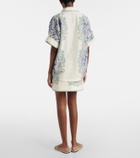 Alémais Printed linen and cotton miniskirt