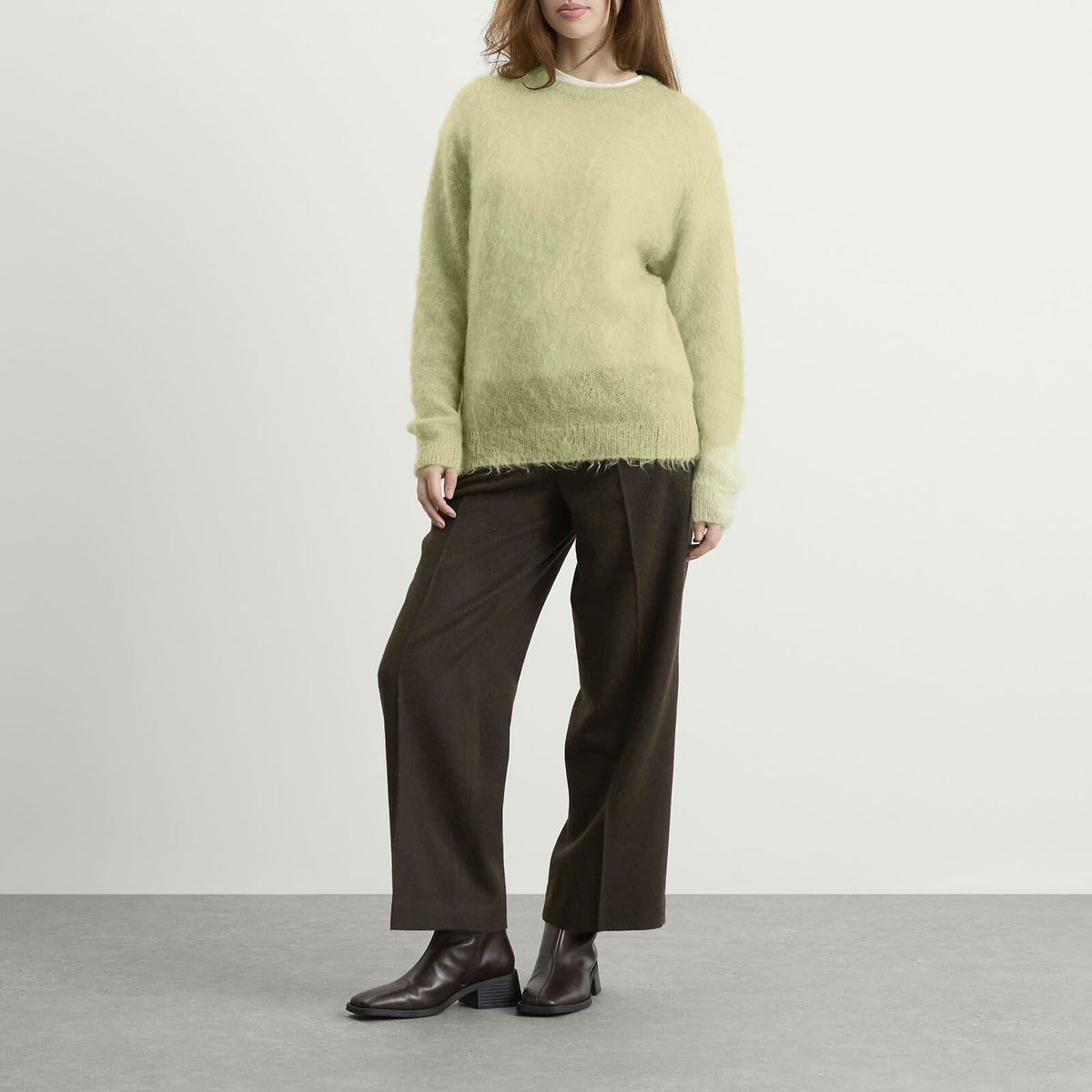 Auralee Women's Mohair Knit Pullover in Light Khaki