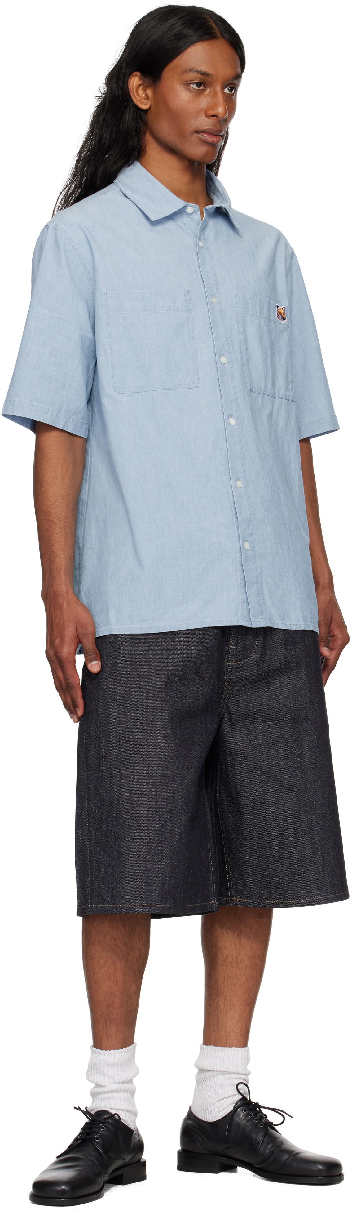 Maison Kitsuné Blue Relaxed Short Sleeve Shirt