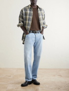 Cherry Los Angeles - Wide-Leg Logo-Embroidered Distressed Jeans - Blue