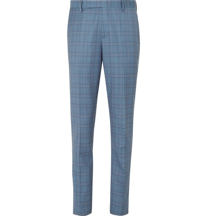 Photo: Paul Smith - Blue Soho Slim-Fit Prince of Wales Checked Wool Suit Trousers - Blue