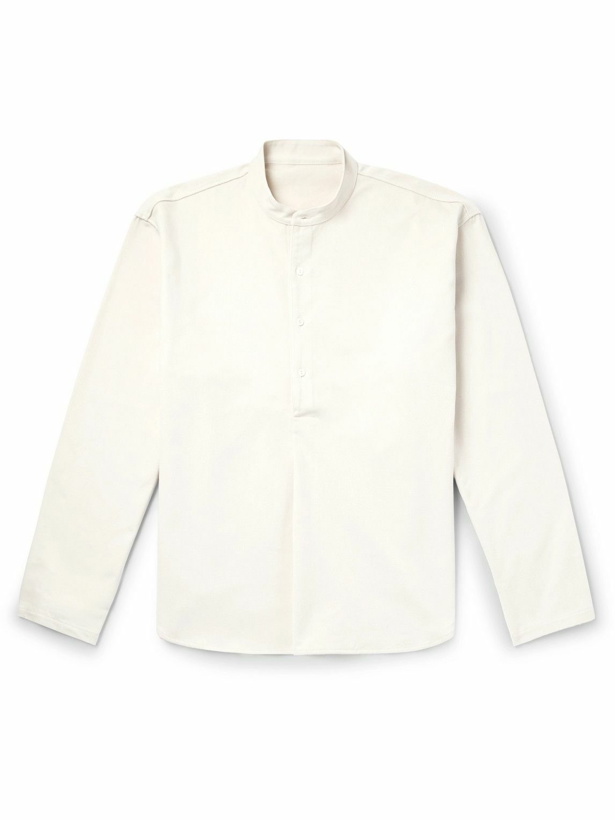 Photo: Stòffa - Grandad-Collar Cotton-Twill Half-Placket Shirt - White