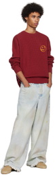 drew house Burgundy Embroidered Sweater
