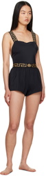 Versace Underwear Black Greca Shorts