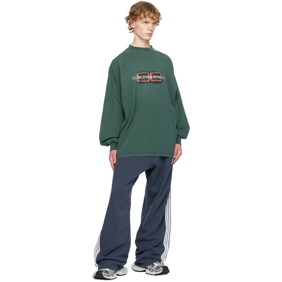 Balenciaga Green Logo L/S Large T-shirt