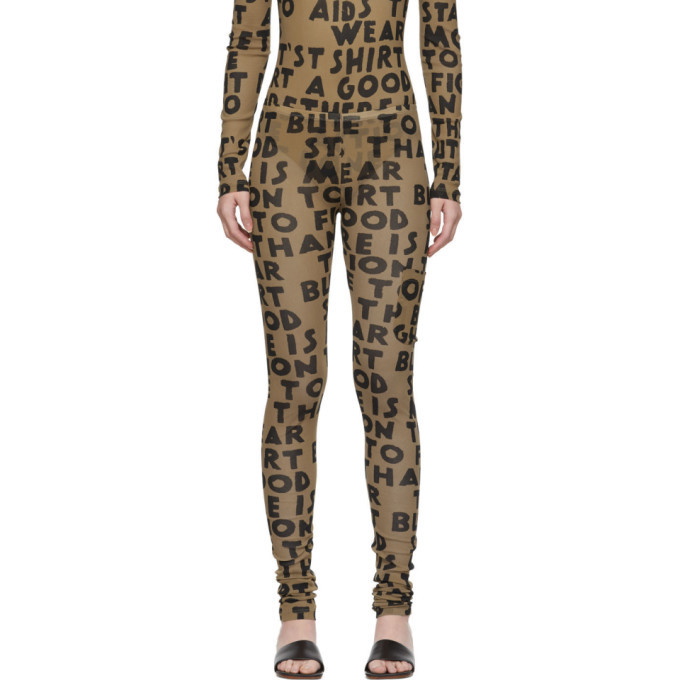 MM6 Maison Margiela Logo Print Leggings - Beige