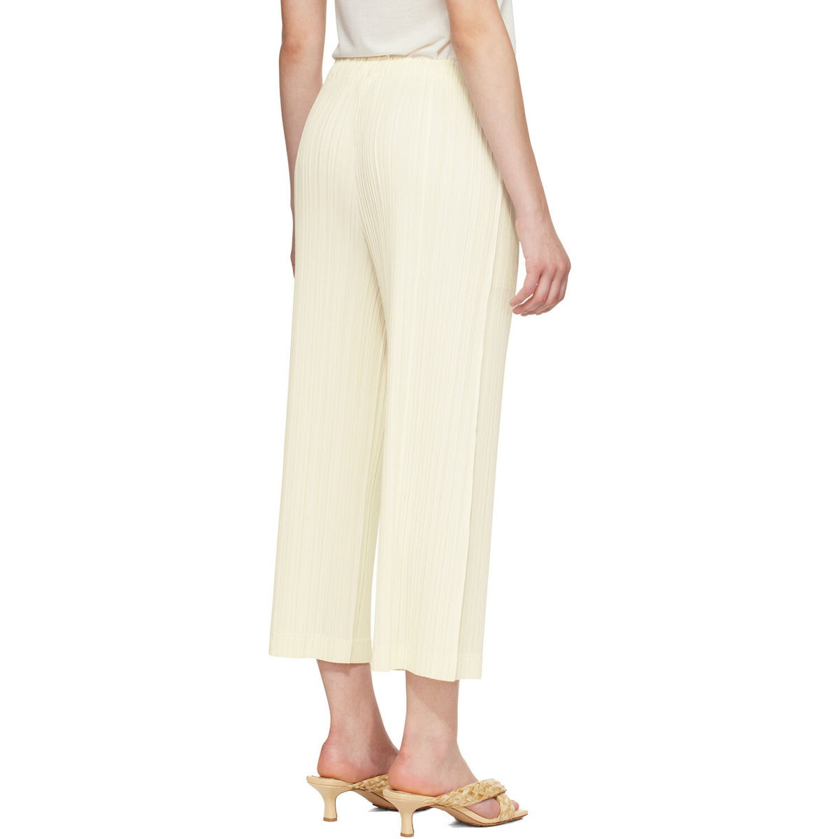 PLEATS PLEASE ISSEY MIYAKE Off-White Opaque Trousers
