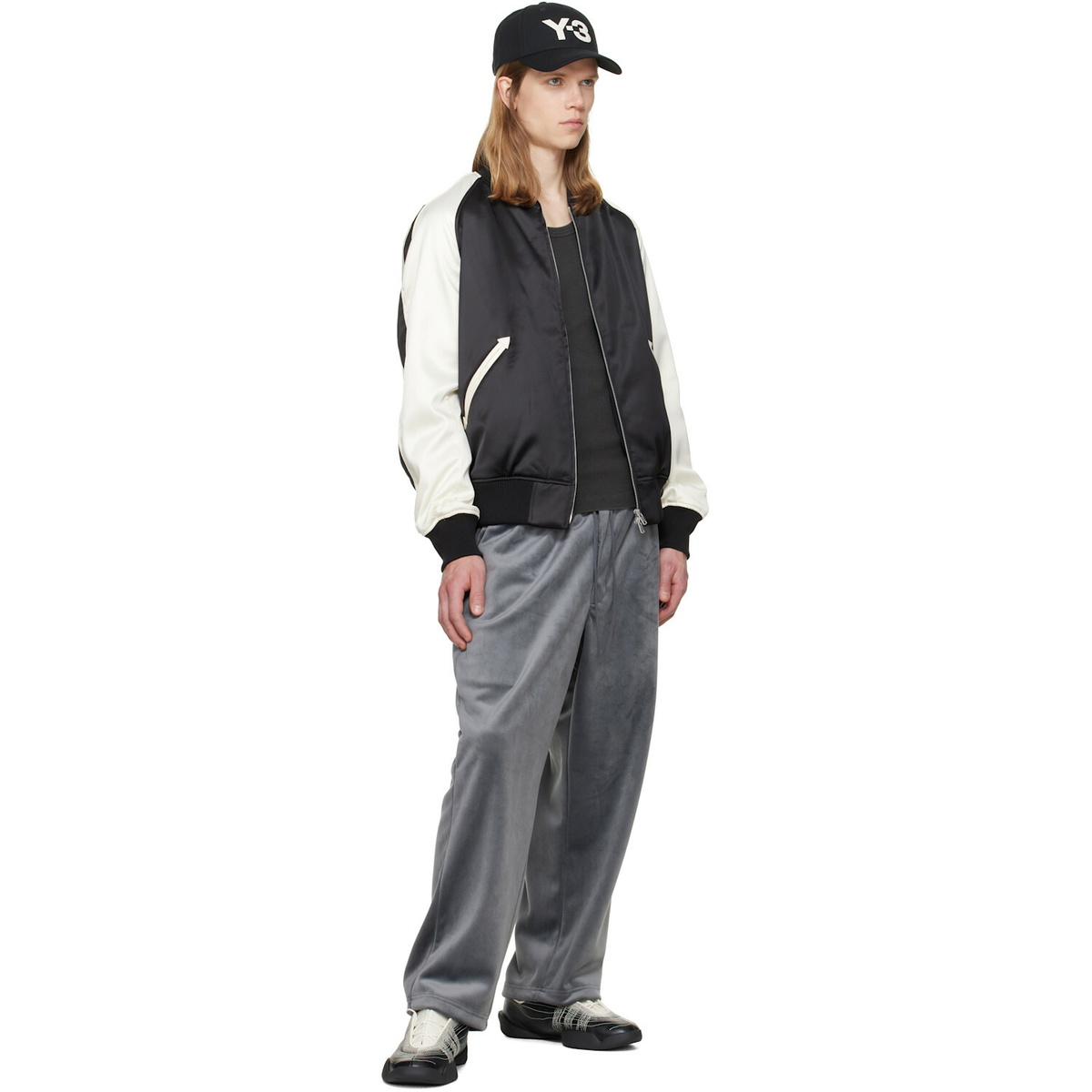 Y-3 Black Liquid Logo Satin Souvenir Jacket