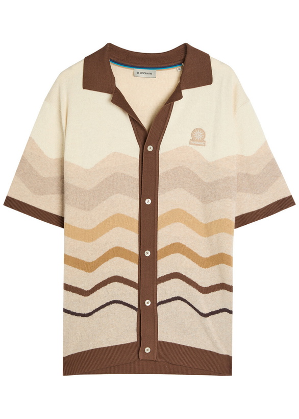 Photo: Sandbanks Gradient Pattern Knit Cotton Shirt Beige