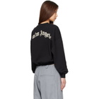 Palm Angels Black Curved Logo Crop Sweatshirt