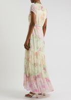 Loveshackfancy Roupell Floral-print Chiffon Maxi Dress Pink