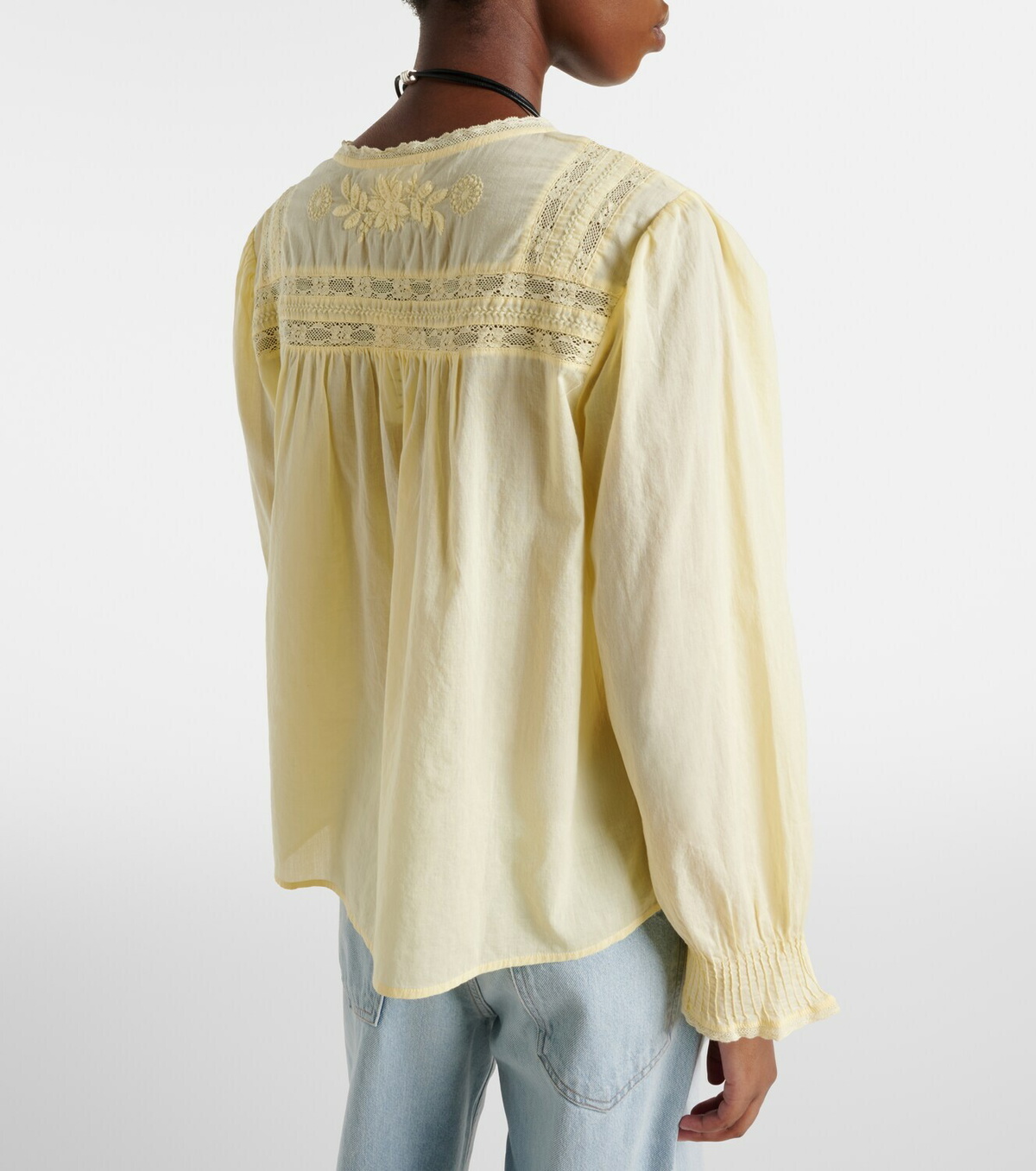 Velvet Byrdie lace-trimmed cotton blouse