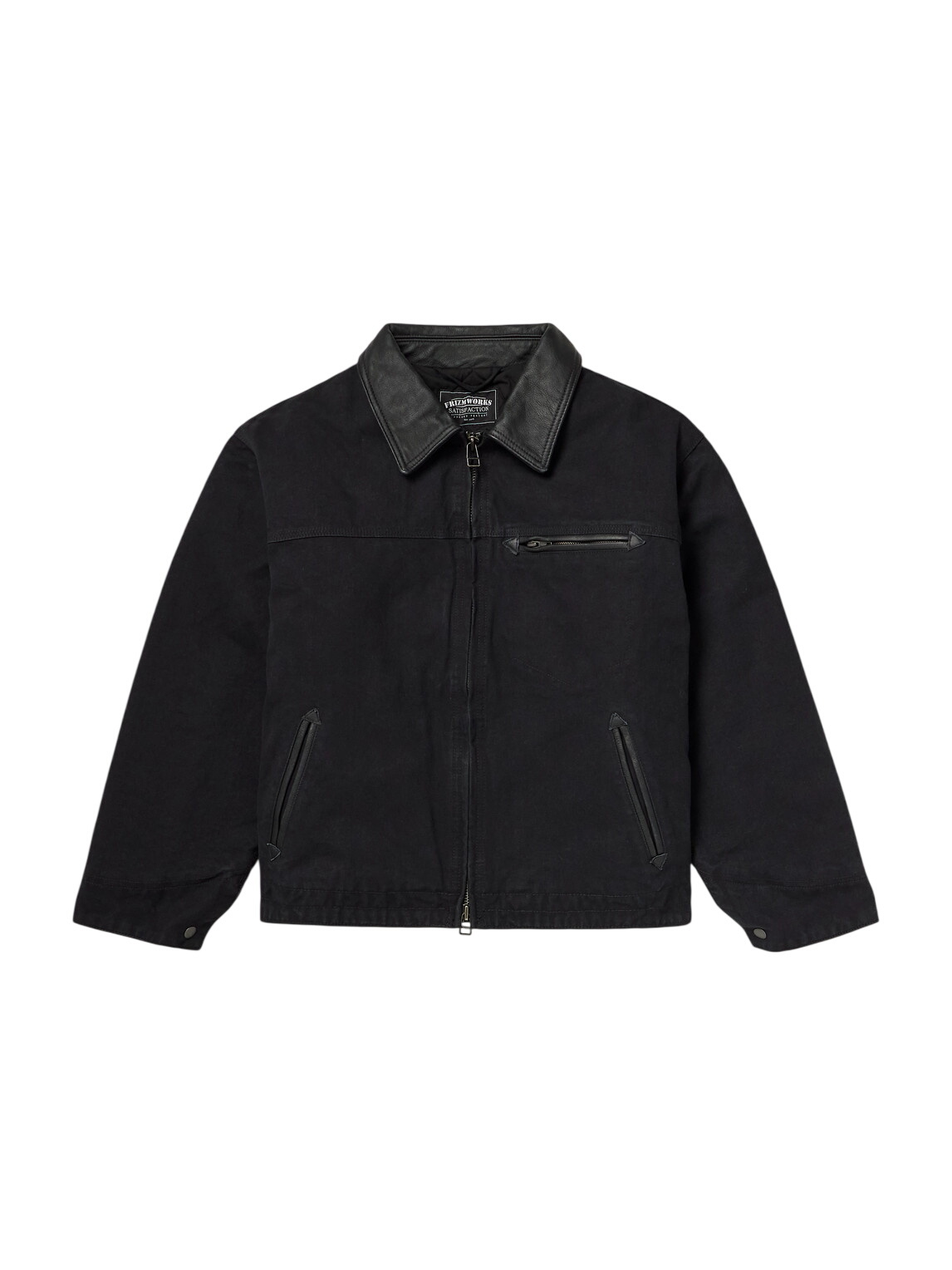 FrizmWORKS Men's Heavy Canvas Destroyed Work Jacket in Black