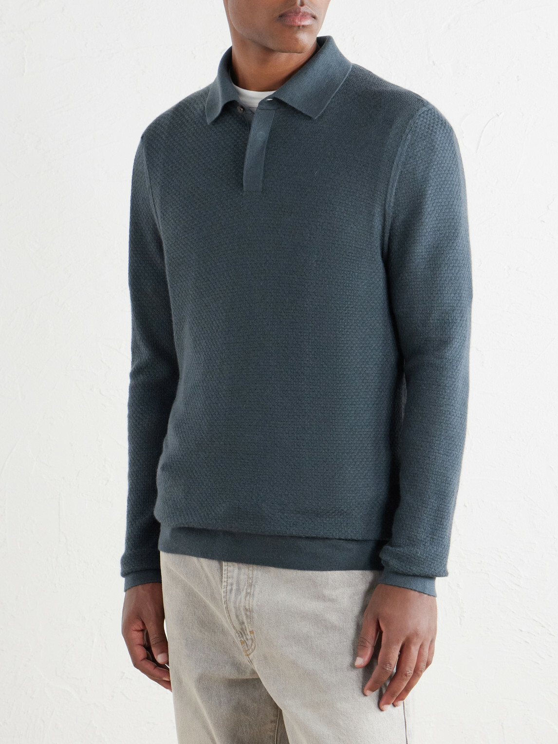 Mr P. - Cashmere and Silk-Blend Polo Sweater - Green