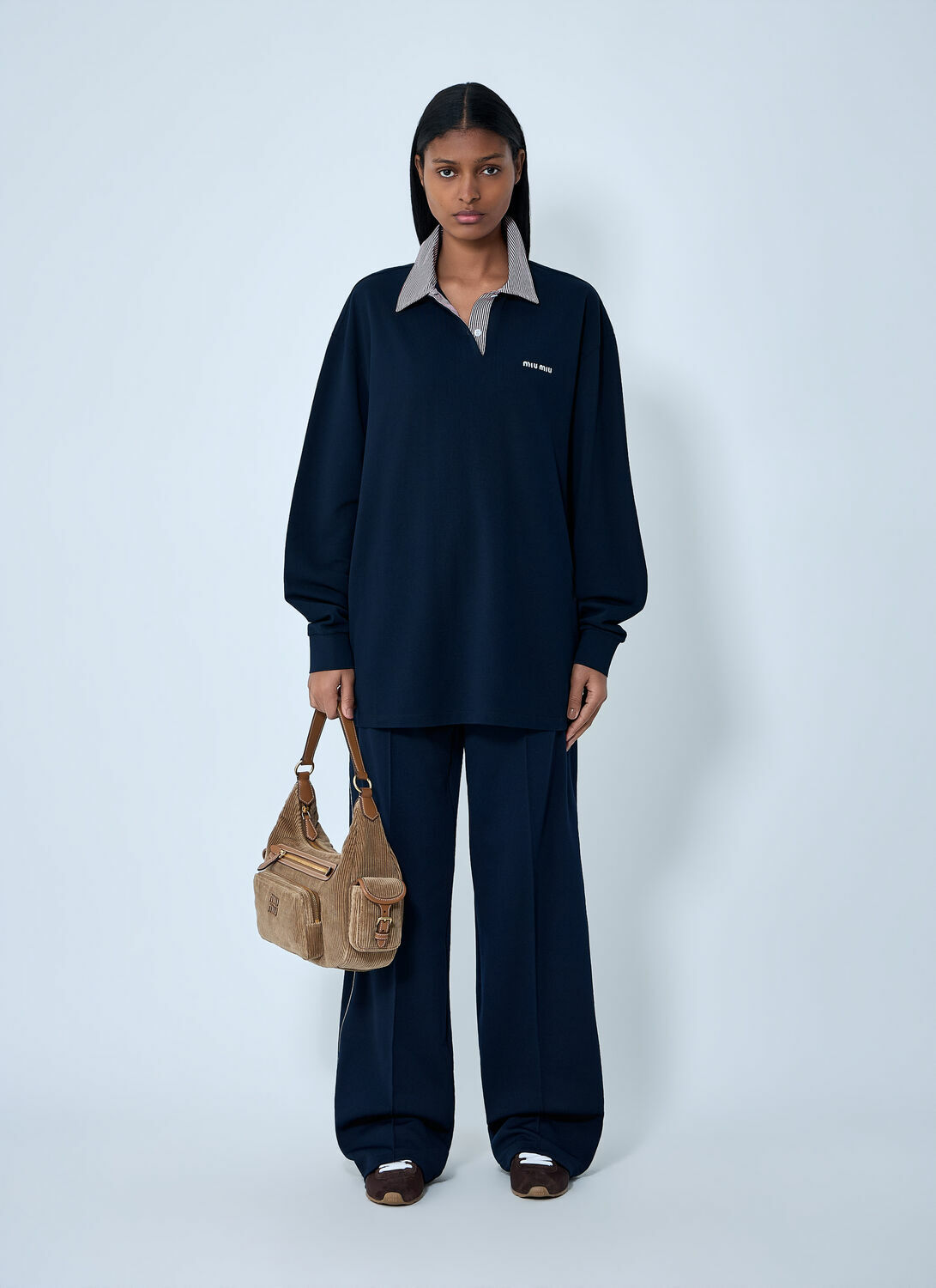 Miu Miu Collared Long Sleeve Polo Shirt