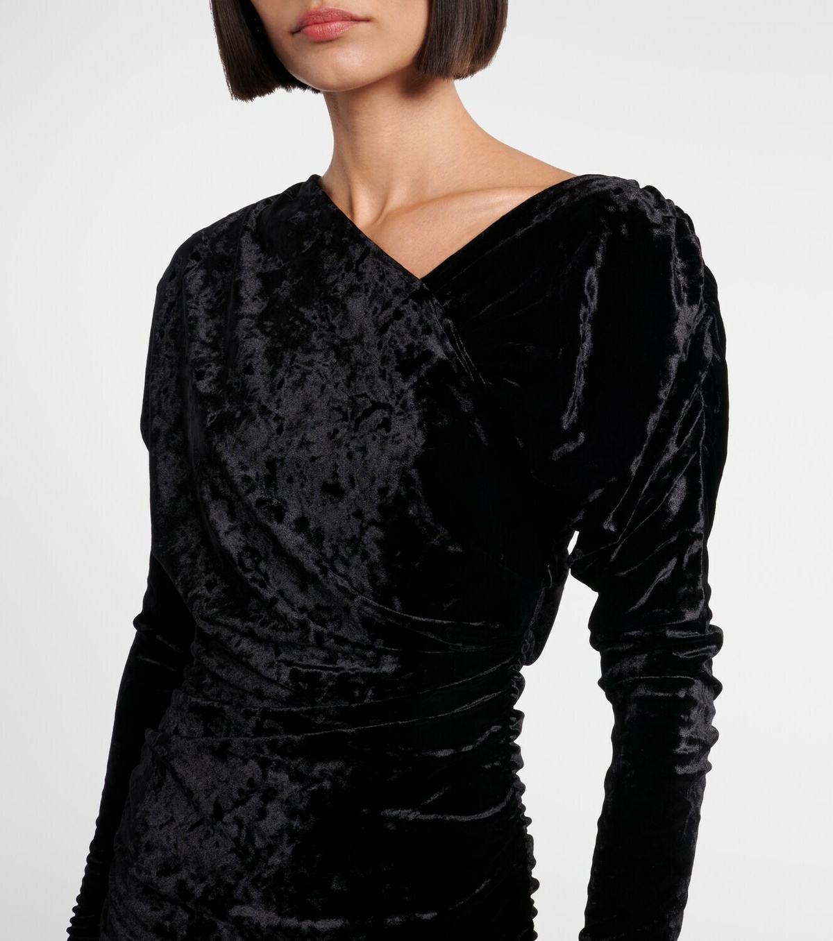 ganni ruched velvet dress Ganni Ruched asymmetric velvet minidress GANNI