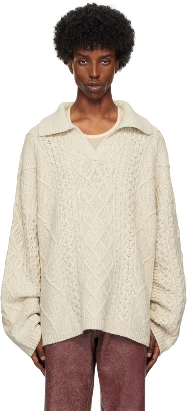 Photo: GUESS USA Off-White Cable Sweater
