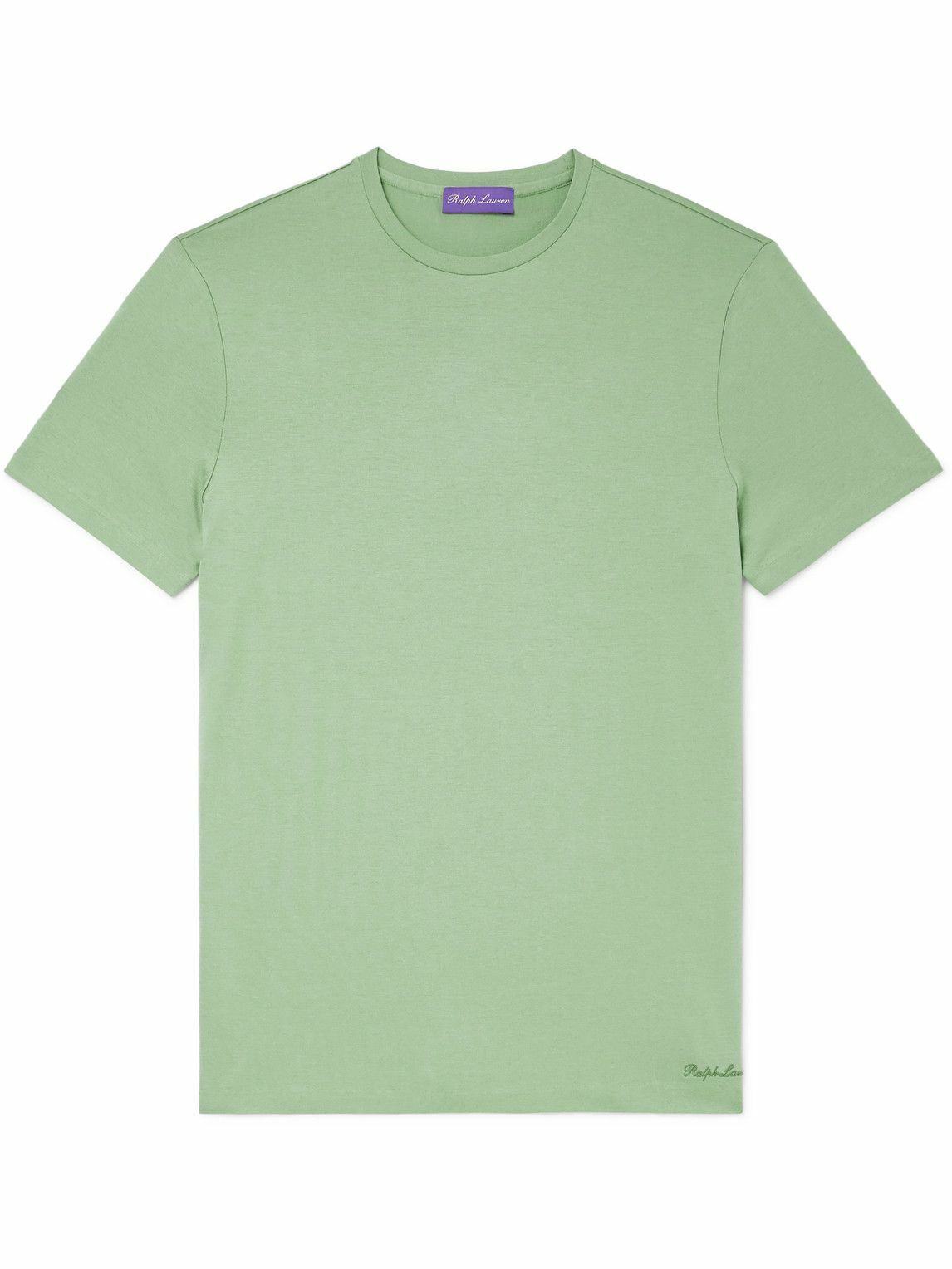 Photo: Ralph Lauren Purple label - Logo-Embroidered Cotton-Jersey T-Shirt - Green
