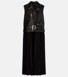 Junya Watanabe Faux leather and jersey maxi dress