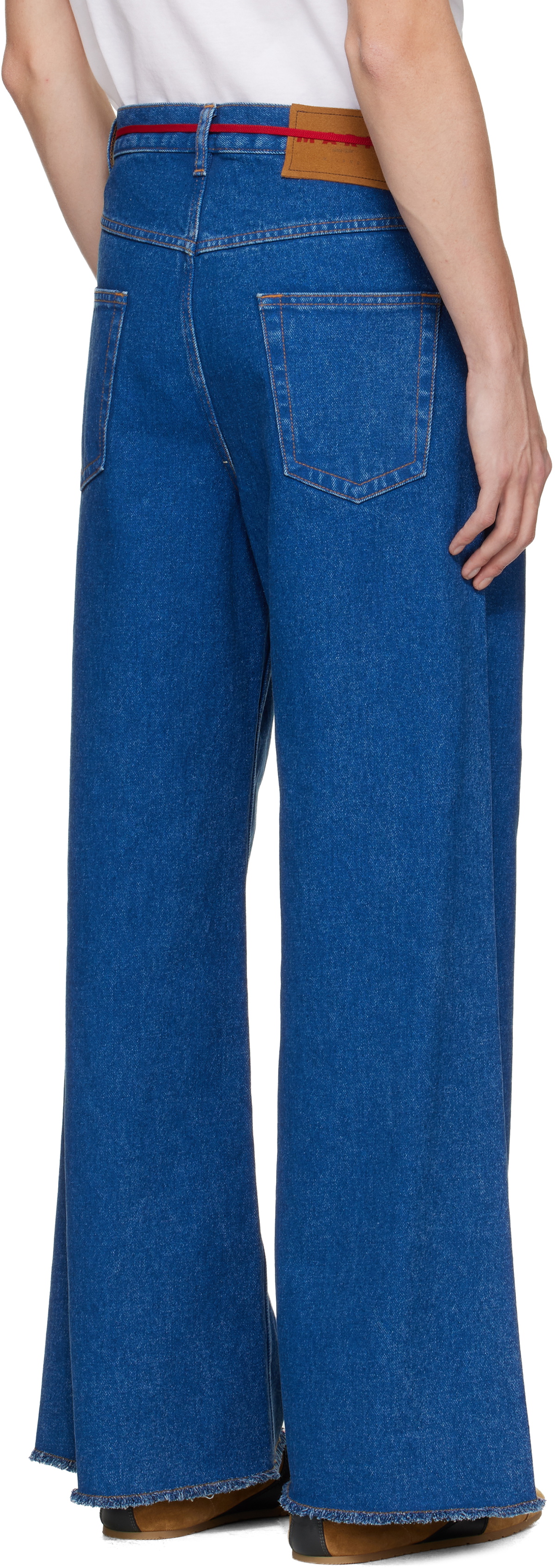 Marni Blue Low Rise 'Red Belt' Jeans